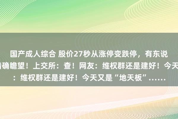 国产成人综合 股价27秒从涨停变跌停，有东说念主竟提前40分钟精确瞻望！上交所：查！网友：维权群还是建好！今天又是“地天板”……