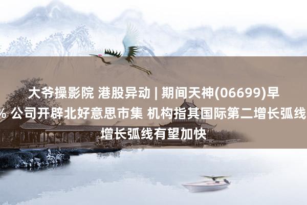 大爷操影院 港股异动 | 期间天神(06699)早盘涨超8% 公司开辟北好意思市集 机构指其国际第二增长弧线有望加快